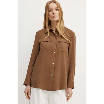 Dámská košile Košile MAX&Co. dámská, hnědá barva, regular, s klasickým límcem, 2426046051200 88X, vel. 34