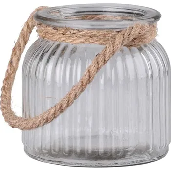 Lucerna Závěsná skleněná lampa s lanem – čirá, 12,5 × 16,5 cm