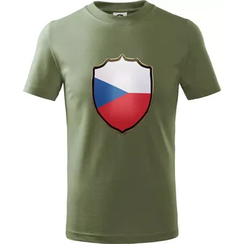 Chlapecké tričko Česká vlajka erb - Tričko dětské bavlněné - 104-110cm / 3-4 roky ( Khaki )