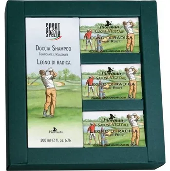 Šampon FLORINDA SPORT&SPEZIE: Dárkový set pro muže na základě kořene z vřesovce (200ml, 3x50g) TML K1932