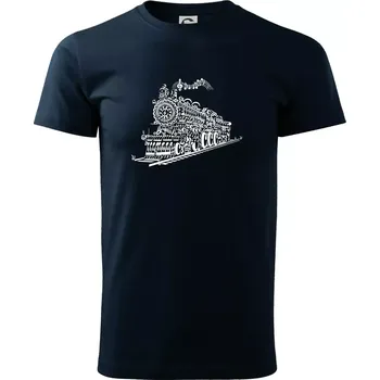 Stará lokomotiva z not - Triko extra velké (5-8XL) - 7XL ( Námořní modrá (velmi tmavá - téměř černá) )
