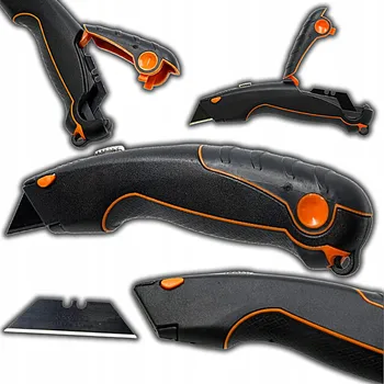 Pracovní nůž NŮŽ NŮŽ S TRAPÉZOVOU ČEPELÍ 19mm NA TAPETY, HLINÍKOVÉ POUZDRO - POGUMOVANÝ