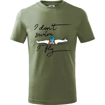 I don't swim i fly - Tričko dětské bavlněné - 146 cm/10 let ( Khaki )
