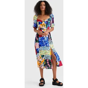 Dámské šaty DESIGUAL BAREVNÉ ŠATY S ROZPARKEM (XS)