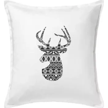Polštář Jelen - svetr s jelenem - Polštář 50x50 - 50x50 - Pouze potah ( Bílá )