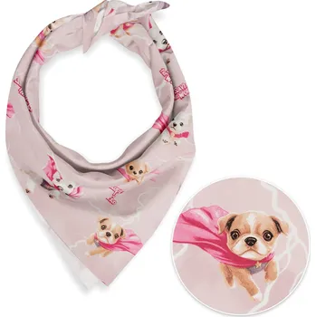 Dětský bavlněný šátek Sandra SA-650 Psí superhrdinové na starorůžovém 80 x 80 cm