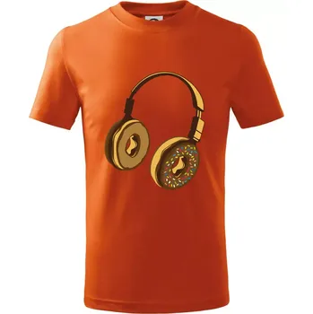 Chlapecké tričko Headphone Donut - Tričko dětské bavlněné - 98 cm / 2 roky ( Oranžová )