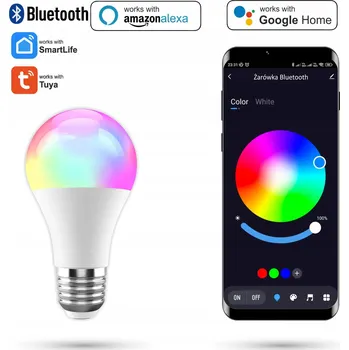 Žárovka Bluetooth žárovka Tuya 9W RGBCW – teplá, studená, neutrální bílá + RGB