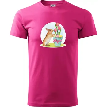 Velikonoční zajíček tulipány - Klasické pánské triko vyšší gramáže - XS ( Purpurová )