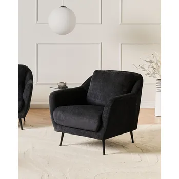 Křeslo Křeslo černé žinylkové čalounění černé železné nohy s područkami moderní styl obývací pokoj Beliani