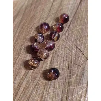 Korálek Skleněné korálky 8 mm balení 10 ks barva červená béžová