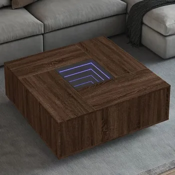 Konferenční stolek vidaXL Konferenční stolek s Infinity LED 100 x 100 x 40 cm [3284047] Barva: hnědý dub