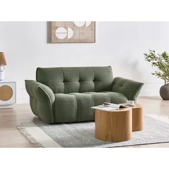 Pohovka 2místná pohovka zelená buklé čalounění polstrovaná černé dřevěné nohy s kryty pohodlný nábytek obývací pokoj Beliani