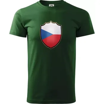 Česká vlajka erb - Triko extra velké (5-8XL) - 8XL ( Lahvově zelená )