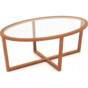 Konferenční stolek Konferenční stolek Costway oválný 118 x 71,5 x 47,5 cm, odstíny hnědé