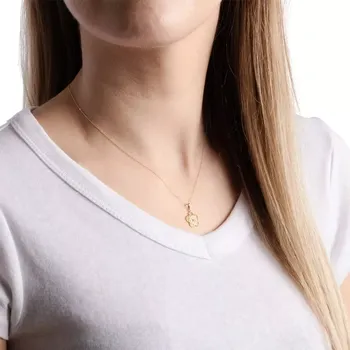 Náhrdelník Zlatý náhrdelník 585 - pletená květina, čiré zirkony