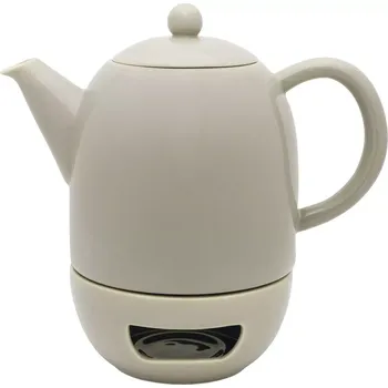 Konvice na čaj BREDEMEIJER Viborg Čajová konvice s ohřívačem, teplá šedá, porcelán, objem: 1,20 litru, výška: 225 mm