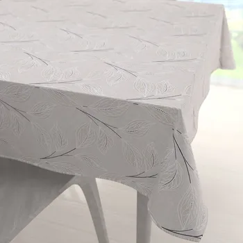 ubrus Velký dekorační čtvercový ubrus Leona LN-164 Pnoucí lístky na režném 150x150 cm