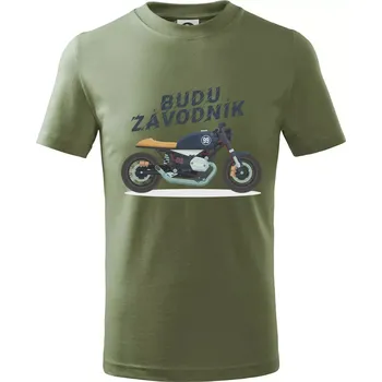 Budu závodník modrý cafe racer - Tričko dětské bavlněné - 146 cm/10 let ( Khaki )