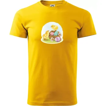 Pánské tričko Velikonoční kuřátka - Triko extra velké (5-8XL) - 8XL ( Žlutá )