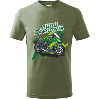 Chlapecké tričko Budu závodník zelená silnice - Tričko dětské bavlněné - 98 cm / 2 roky ( Khaki )