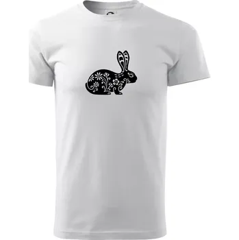 Pánské tričko Zajíc květy - Klasické pánské triko vyšší gramáže - XS ( Bílá )