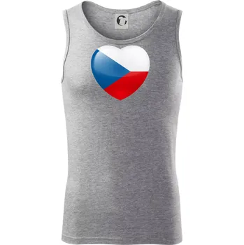 Česká vlajka srdce - Tílko pánské Core - XL ( Tmavě šedý melír )