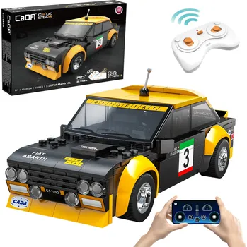 RC model auta CaDA Building Blocks Závodní auto na dálkové ovládání 20 cm černé Fiat Abarth 131 Vozidlo 216 dílků RC Dual Mode