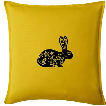 Polštář Zajíc květy - Polštář 50x50 - 50x50 - Pouze potah ( Žlutá )