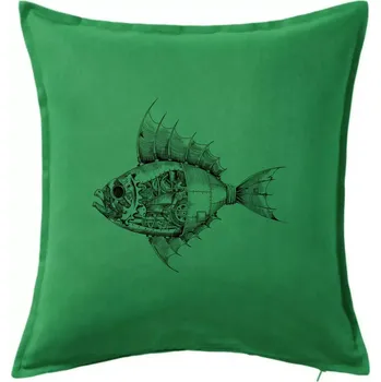 Polštář Steampunk ryba - Polštář 50x50 - 50x50 - Pouze potah ( Středně zelená )