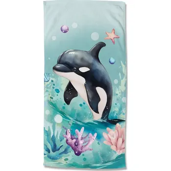 Modrá dětská sametová plážová osuška 75x150 cm Splash – Good Morning ID_1808398