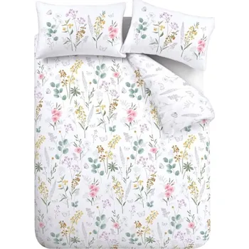 Povlečení Bílé povlečení na dvoulůžko/prodloužené 230x220 cm Emilia Floral – Catherine Lansfield ID_1800859