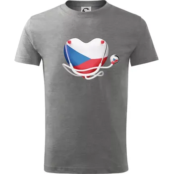 Chlapecké tričko Český doktor logo - Tričko dětské bavlněné - 98 cm / 2 roky ( Tmavě šedý melír )