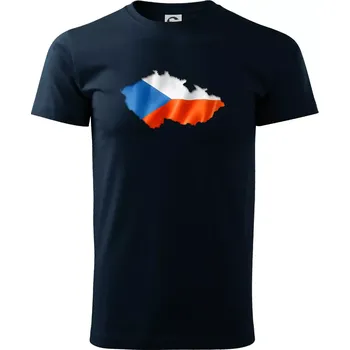 Pánské tričko Česká vlajka v obrysu republiky - Triko extra velké (5-8XL) - 8XL ( Námořní modrá (velmi tmavá - téměř černá) )