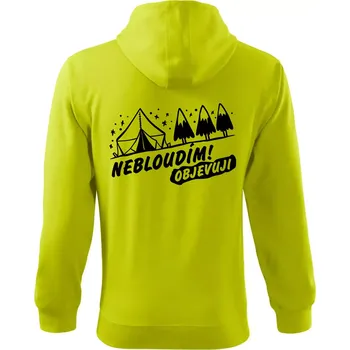 Pánská mikina Nebloudím, objevuji - hory - Mikina s kapucí na zip trendy zipper - S ( Limetková )