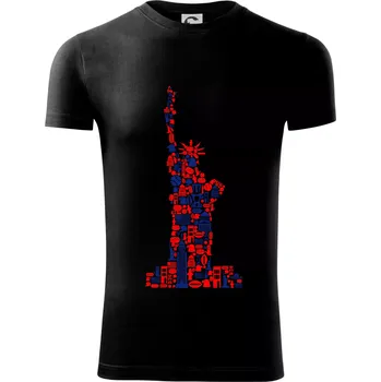 Pánské tričko Socha svobody - New york ikony - Viper FIT - Pánské zůžené tričko - M ( Černá )