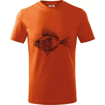 Chlapecké oblečení Steampunk ryba - Tričko dětské bavlněné - 104-110cm / 3-4 roky ( Oranžová )