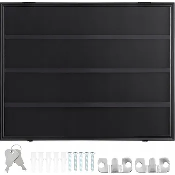 Knihovna Sběratelská Skleněná Vitrína na Sportovní Karty Černá 77,5x61,7x5,5CM