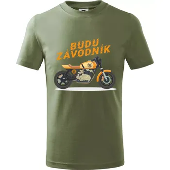 Chlapecké oblečení Budu závodník žlutý cafe racer - Tričko dětské bavlněné - 134 cm/8 let ( Khaki )