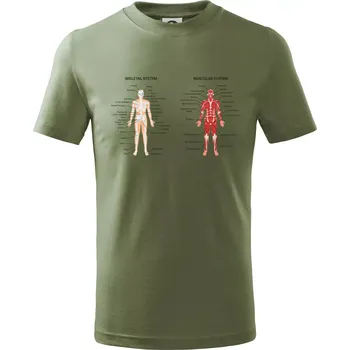 Skelet and Moscular system - Tričko dětské bavlněné - 158 cm/12 let ( Khaki )