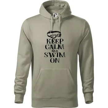 Pánská mikina Keep calm and swim on - Mikina pánská Cape s kapucí - L ( Light khaki )