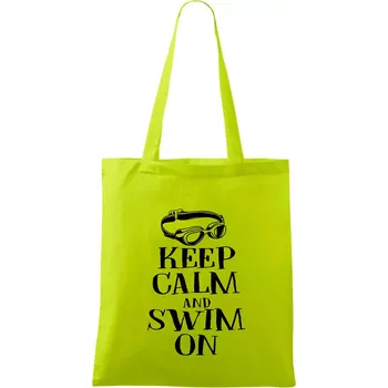Keep calm and swim on - Taška bavlněná - 42 x 38 cm ( Limetková )