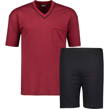 Pánské pyžamo ADAMO pyžamo pánské 119251 590 nadměrná velikost krátký rukáv 3XL bordó