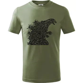 Godzilla ikony asie - Tričko dětské bavlněné - 98 cm / 2 roky ( Khaki )