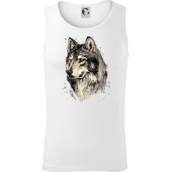 Hlava vlka kreslená - Tílko pánské Core - S ( Bílá )