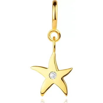 Přívěsek Přívěsek na náramek ze 14K zlata - mořská hvězdice s čirým zirkonem, pérový kroužek