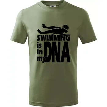 Chlapecké oblečení Swimming is in my DNA - Tričko dětské bavlněné - 146 cm/10 let ( Khaki )