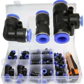 Příslušenství ke kompresoru Rychlospojka pneumatická, nástrčná pro PA, PU, PE, sada 52ks