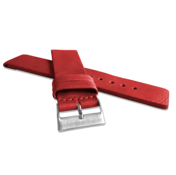 Řemínek na hodinky LAVVU Červený hladký řemínek PLAIN z luxusní kůže Top Grain - 22 LSCUR22