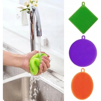 Silikonové mycí houbičky Sada mycích houbiček na nádobí Kuchyňské mycí houby Oboustranná mycí houbička